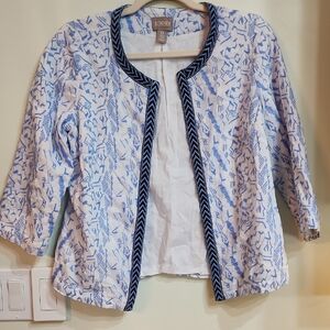 Chico's Abstract Blue and White Jacket